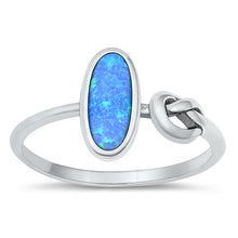 Load image into Gallery viewer, Sterling Silver Knot Blue Lab Opal Ring