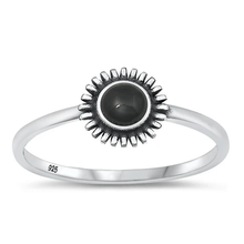 Load image into Gallery viewer, Sterling Silver Oxidized Black Agate Sun Ring