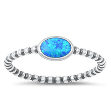 Load image into Gallery viewer, Sterling Silver Oxidized Blue Lab Opal Ring-5.2mm
