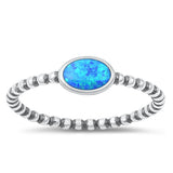 Sterling Silver Oxidized Blue Lab Opal Ring-5.2mm