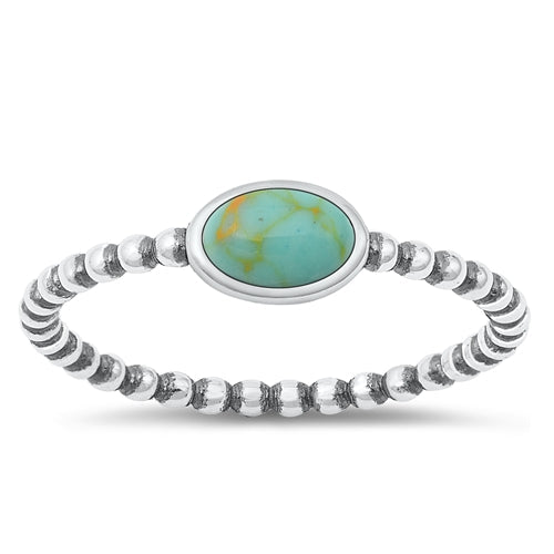 Sterling Silver Oxidized Genuine Turquoise Ring-5.2mm