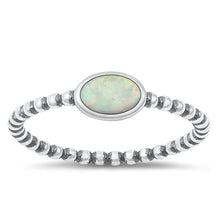 Load image into Gallery viewer, Sterling Silver Oxidized White Lab Opal Ring-5.2mm