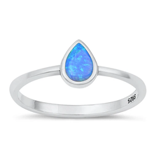 Load image into Gallery viewer, Sterling Silver Oxidized Pear Blue Lab Opal Ring