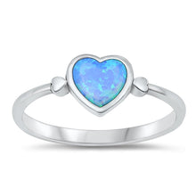 Load image into Gallery viewer, Sterling Silver Oxidized Heart Blue Lab Opal Ring