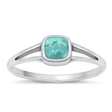 Sterling Silver Oxidized Square Genuine Turquoise Stone Ring
