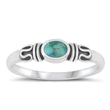 Sterling Silver Oxidized Genuine Turquoise Stone Ring