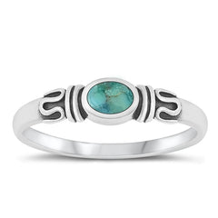 Sterling Silver Oxidized Genuine Turquoise Stone Ring