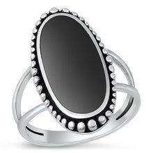 Load image into Gallery viewer, Sterling Silver Oxidized Black Agate Ring-27mm