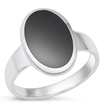 Load image into Gallery viewer, Sterling Silver Oxidized Oval Black Agate Stone Ring