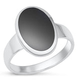 Sterling Silver Oxidized Oval Black Agate Stone Ring