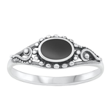 Sterling Silver Oxidized Black Agate Ring
