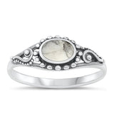 Sterling Silver Oxidized White Buffalo Turquoise Ring-7mm