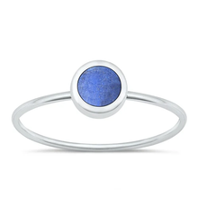 Load image into Gallery viewer, Sterling Silver Polished Round Blue Lapis Ring