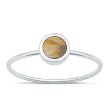 Load image into Gallery viewer, Sterling Silver Polished Round Tiger Eye Ring
