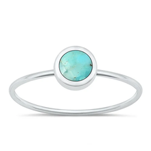 Load image into Gallery viewer, Sterling Silver Polished Round Genuine Turquoise Ring