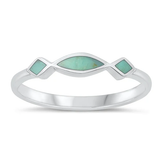 Sterling Silver Polished Genuine Turquoise Stone  Ring