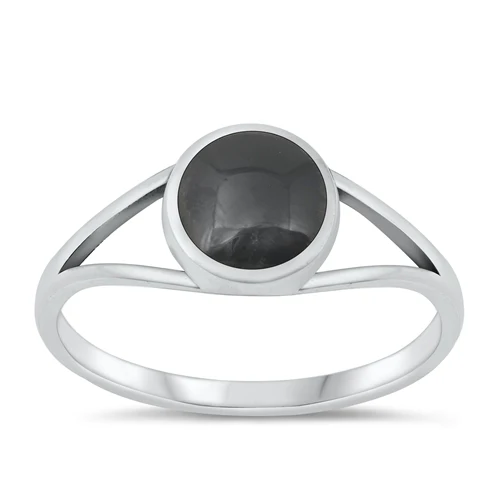Sterling Silver Oxidized Long Oval White Lab Opal Ring