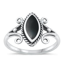 Load image into Gallery viewer, Sterling Silver Oxidized Black Agate Celtic Oval Ring