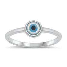 Load image into Gallery viewer, Sterling Silver Rhodium Plated Mother Of Pearl Evil Eye Ring