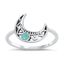 Load image into Gallery viewer, Sterling Silver Oxidized Genuine Turquoise Moon Stone Ring