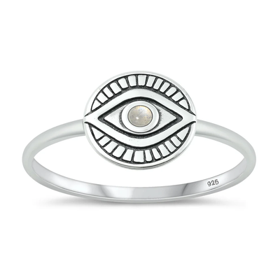 Sterling Silver Oxidized Eye Moonstone Ring