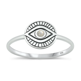 Sterling Silver Oxidized Eye Moonstone Ring
