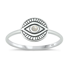 Sterling Silver Oxidized Eye Moonstone Ring