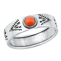 Sterling Silver Oxidized Red Carnelian Ring