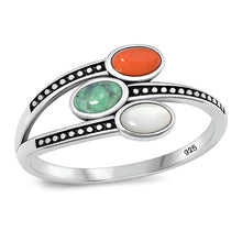 Load image into Gallery viewer, Sterling Silver Oxidized Multi-Stone Ring