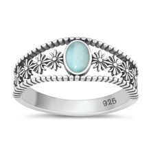 Load image into Gallery viewer, Sterling Silver Oxidized Genuine Larimar Stone Ring