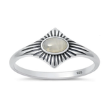 Sterling Silver Oxidized Moonstone Stone Ring