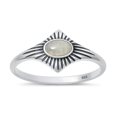 Sterling Silver Oxidized Moonstone Stone Ring