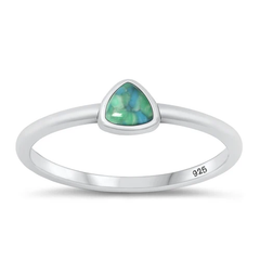 Sterling Silver Oxidized Triangle Genuine Turquoise Stone Ring