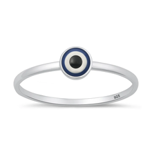 Load image into Gallery viewer, Sterling Silver Rhodium Plated Small Round Evil Eye Ring