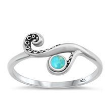 Load image into Gallery viewer, Sterling Silver Oxidized 11mm Tentacle Genuine Turquoise Stone Ring