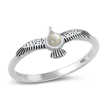 Load image into Gallery viewer, Sterling Silver Oxidized Eagle Moonstone Stone Ring