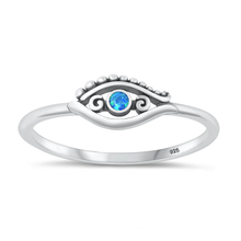 Load image into Gallery viewer, Sterling Silver Oxidized Eye Blue Lab Opal Ring