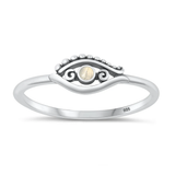 Sterling Silver Oxidized 6mm Eye Moonstone Stone Ring