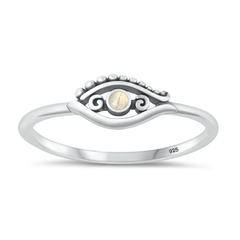 Sterling Silver Oxidized 6mm Eye Moonstone Stone Ring