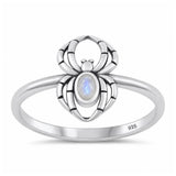 Sterling Silver Oxidized And Polished Moonstone Spider Ring