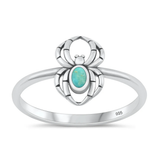 Sterling Silver Oxidized Spider Genuine Turquoise Stone Ring