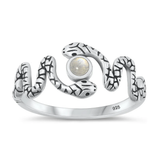 Sterling Silver Oxidized Snake Moonstone Ring