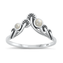 Load image into Gallery viewer, Sterling Silver Oxidized Mushrooms Moonstone Stone Ring