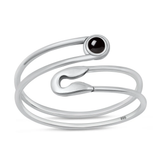 Sterling Silver Oxidized And Polished Safety Pin Black Agate Stone Ring