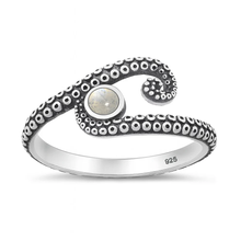 Load image into Gallery viewer, Sterling Silver Oxidized Octopus Tentacles Moonstone Ring