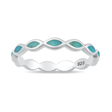 Load image into Gallery viewer, Sterling Silver Polished Marquise Band Genuine Turquoise Stone Ring