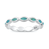 Sterling Silver Polished Marquise Band Genuine Turquoise Stone Ring