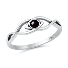 Load image into Gallery viewer, Sterling Silver Oxidized And Polished Eye Black Onyx Stone Ring