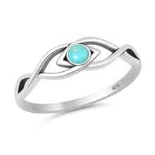 Load image into Gallery viewer, Sterling Silver Oxidized And Polished Eye Genuine Turquoise Stone Ring
