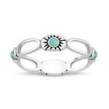 Sterling Silver Oxidized And Polished Sunburst Turquoise Ring